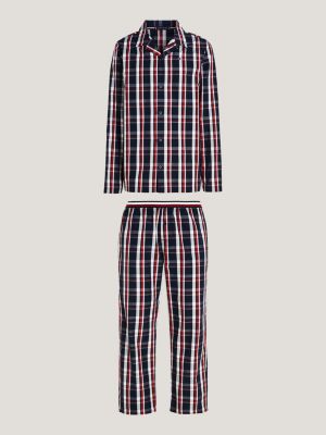 Ladies Irish Flannel Lounge Pyjamas - Blue Stripe