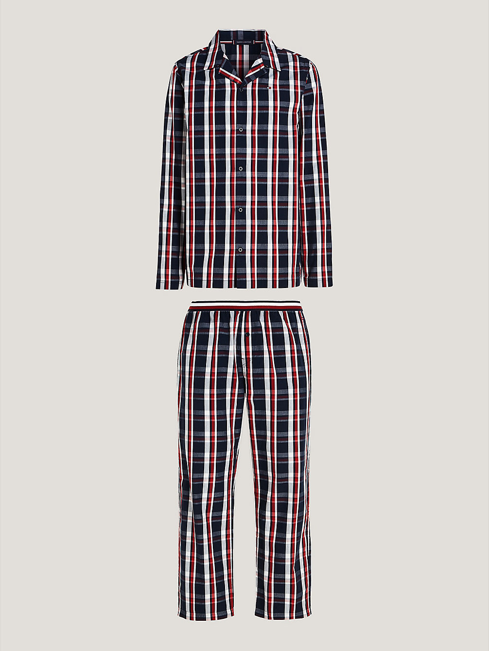 pijama de manga larga global stripe blue de hombre tommy hilfiger