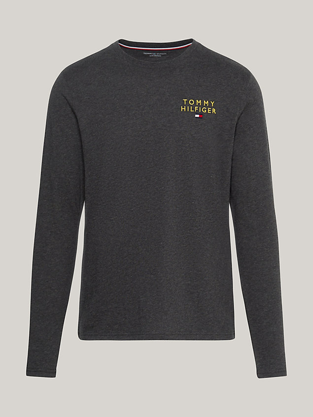 grey th original lounge-langarmshirt mit logo für herren - tommy hilfiger
