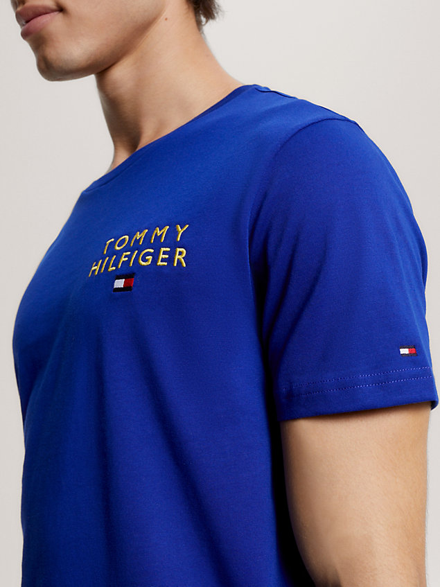 blue domowy t-shirt th original z metalicznym logo dla mężczyźni - tommy hilfiger