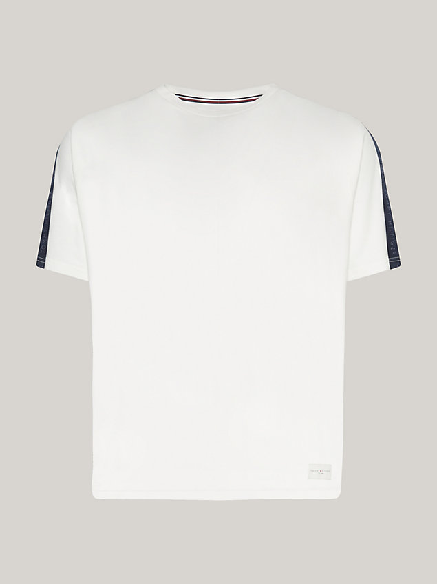 white plus th established logo tape lounge t-shirt for men tommy hilfiger