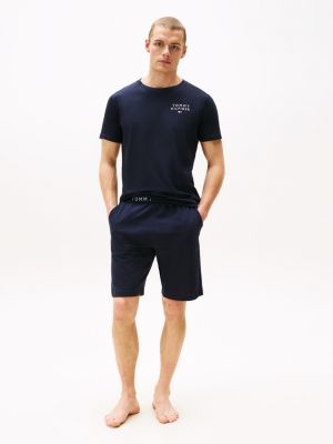 blau shorts aus jersey mit logo für herren - tommy hilfiger