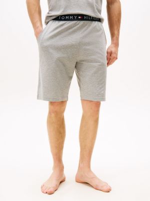 shorts in jersey con logo grigio da uomini tommy hilfiger