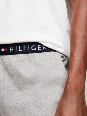 shorts in jersey con logo grigio da uomini tommy hilfiger