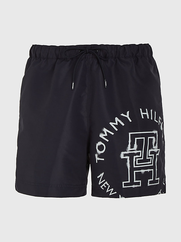 blue hilfiger crafted logo mid length swim shorts for men tommy hilfiger