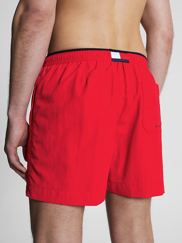 red flag recycled mid length swim shorts for men tommy hilfiger