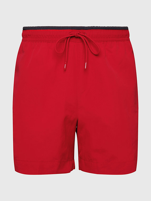 red flag recycled mid length swim shorts for men tommy hilfiger
