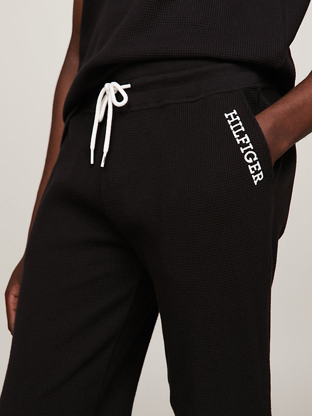 black hilfiger monotype cuffed lounge joggers for men tommy hilfiger