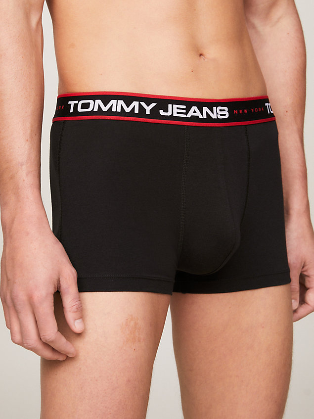 black new york 3-pack logo waistband trunks for men tommy jeans