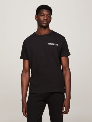 Hilfiger Monotype Waffle Lounge T Shirt Black Tommy Hilfiger