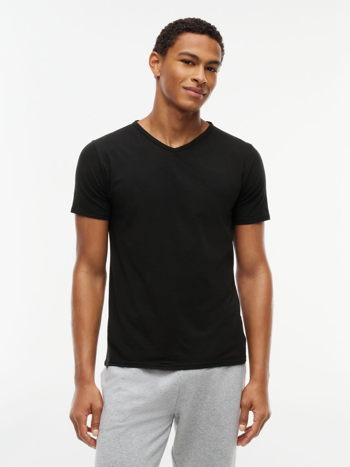 3 Pack V-Neck Cotton T-Shirts — Black