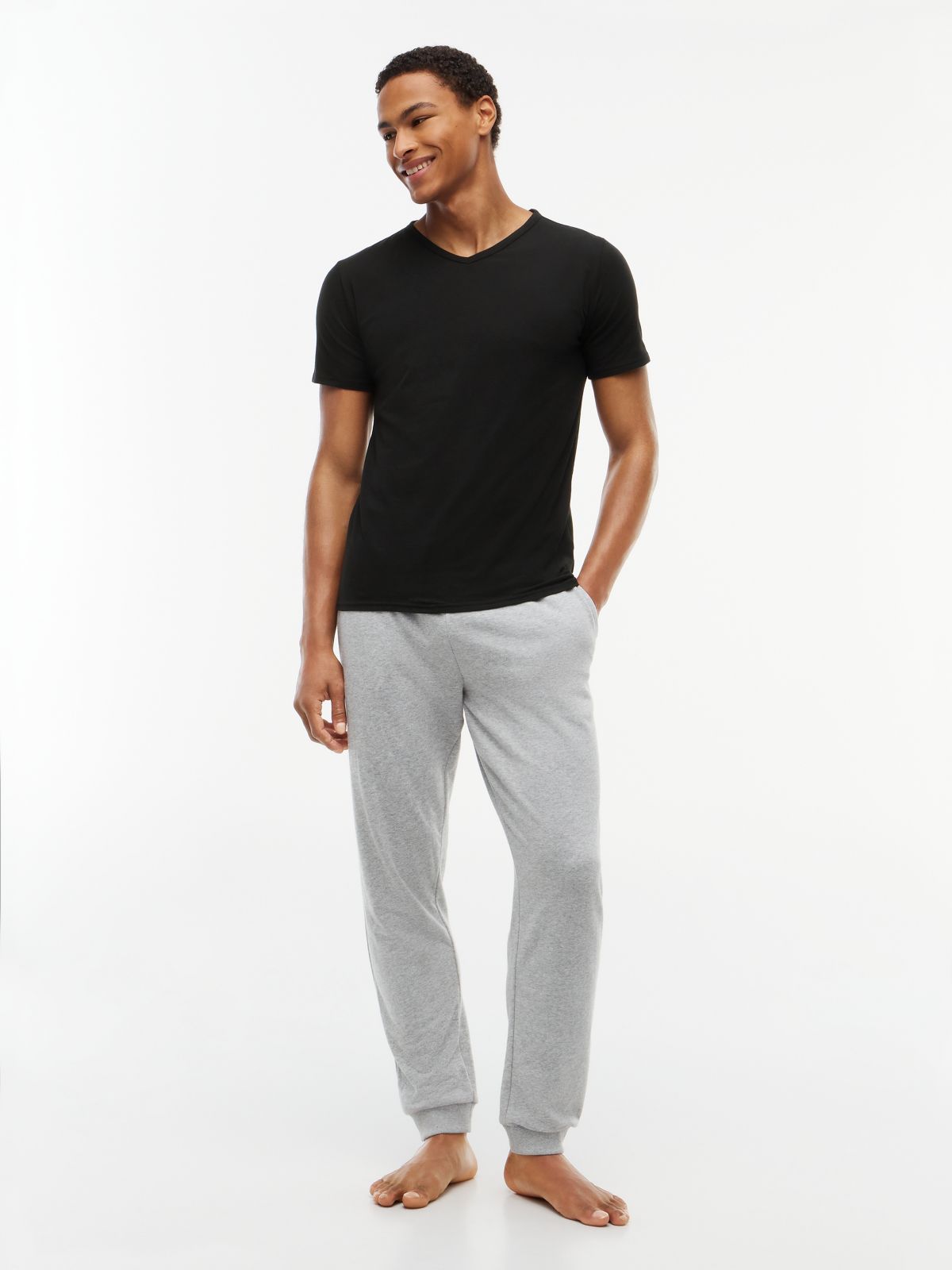 3 Pack V-Neck Cotton T-Shirts — Black