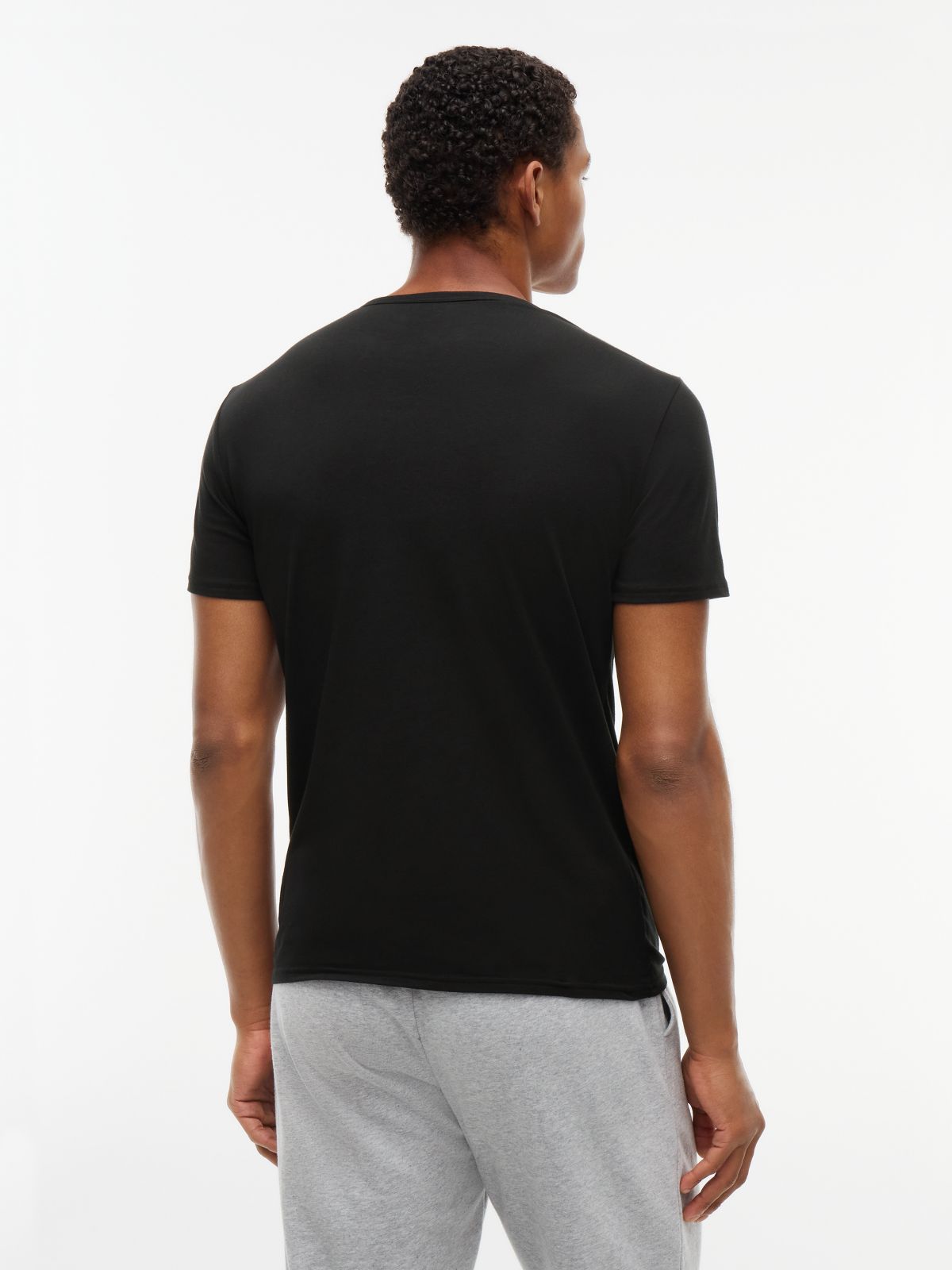 3 Pack V-Neck Cotton T-Shirts — Black