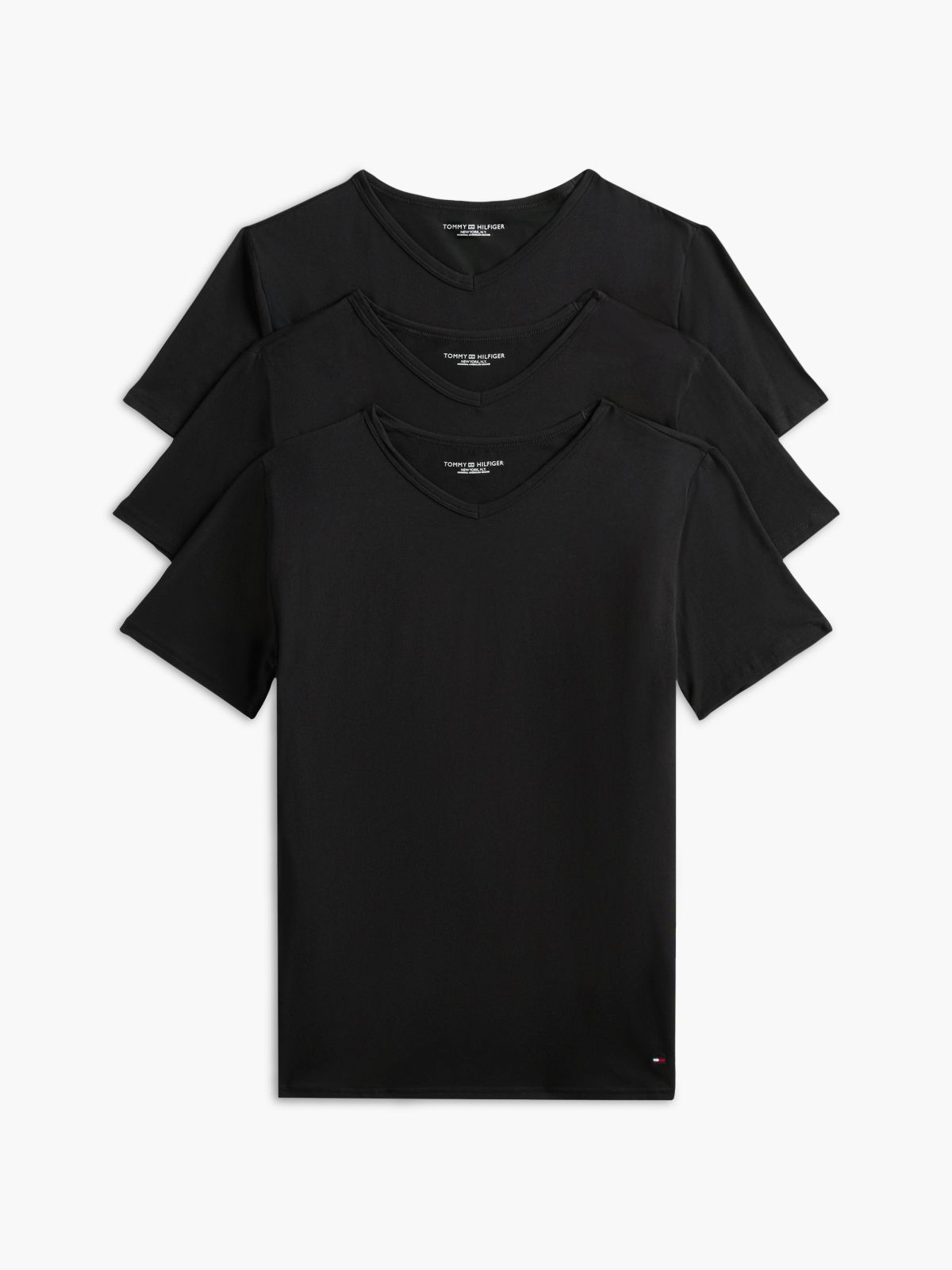 3 Pack V-Neck Cotton T-Shirts — Black