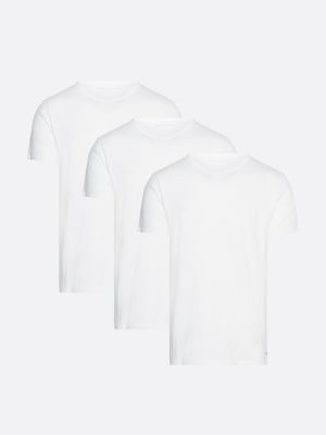 white 3 pack v-neck cotton t-shirts for men tommy hilfiger