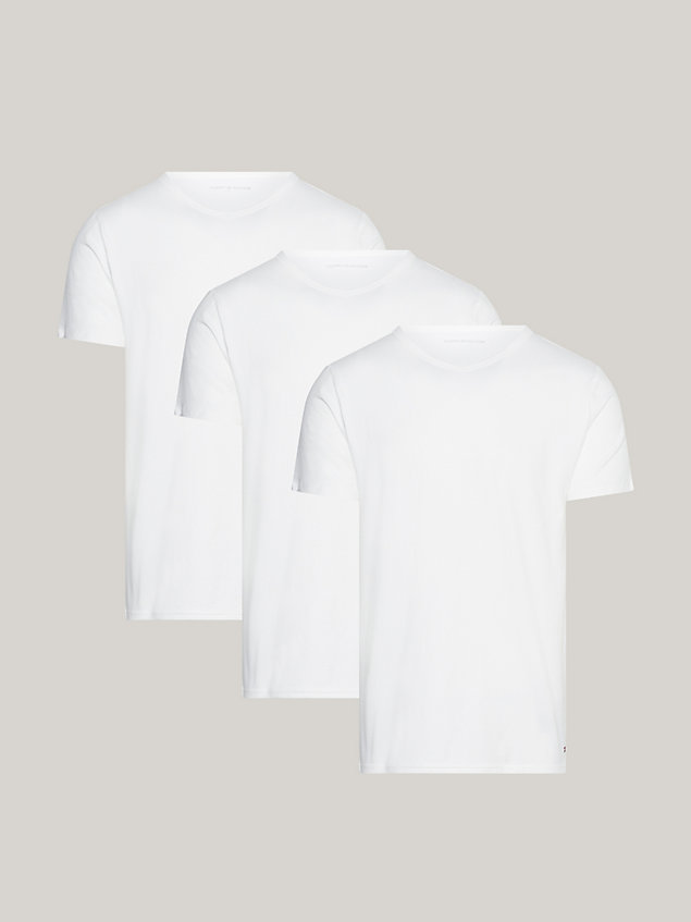 white zestaw 3 t-shirtów z dekoltem w kształcie litery v dla mężczyźni - tommy hilfiger