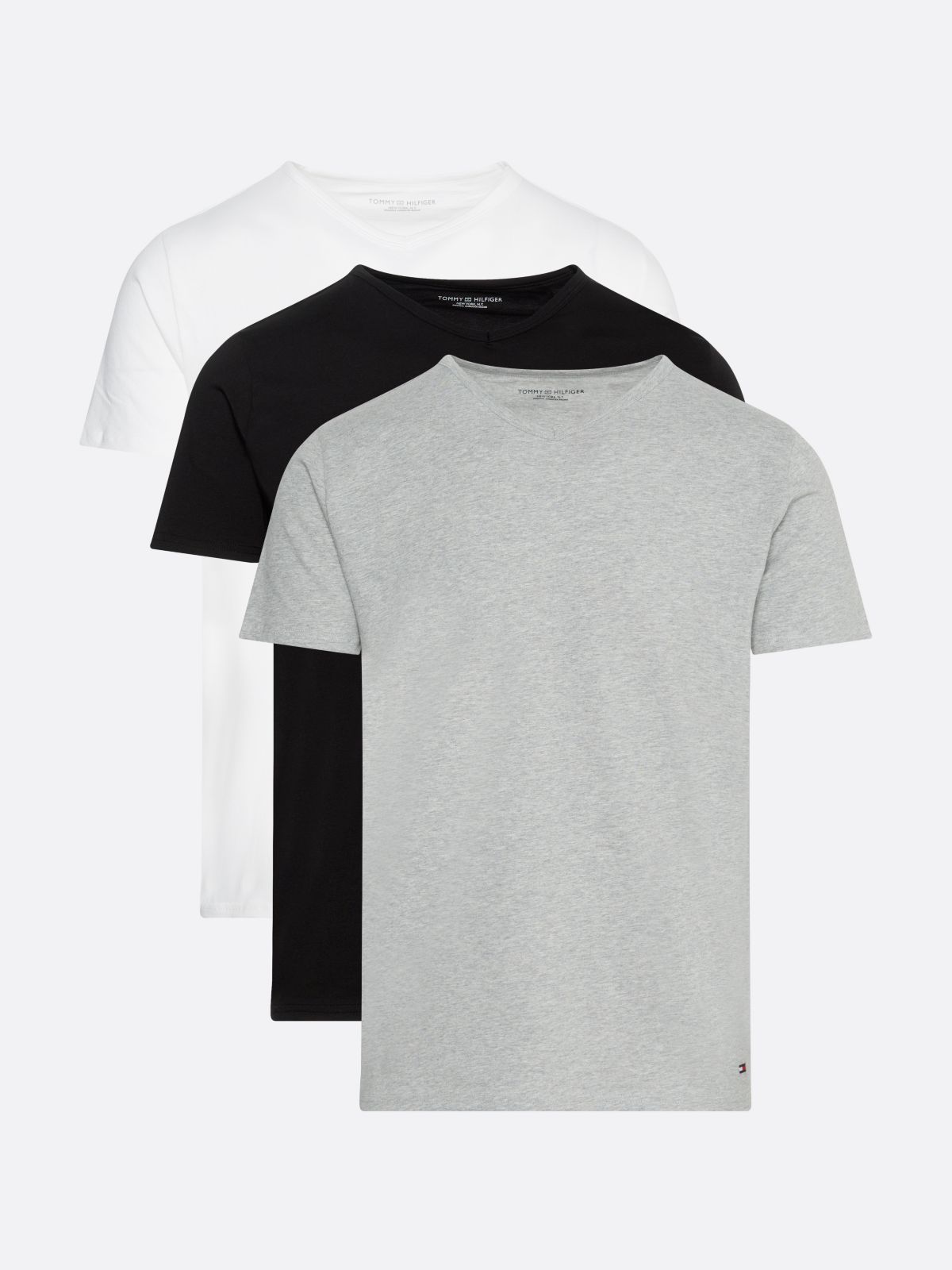 3 Pack V-Neck Cotton T-Shirts — Multi