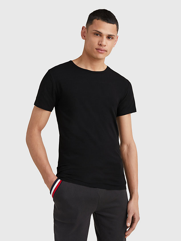 black 3er-pack premium essential stretch-t-shirts für herren - tommy hilfiger