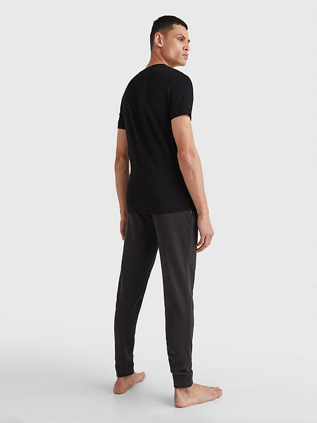 black premium essential set van 3 stretch-t-shirts voor heren - tommy hilfiger