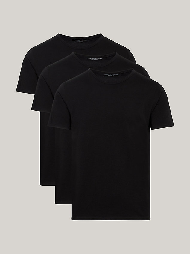 black zestaw 3 t-shirtów premium essential dla mężczyźni - tommy hilfiger