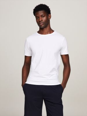 wit premium essential set van 3 stretch-t-shirts voor heren - tommy hilfiger