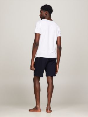 wit premium essential set van 3 stretch-t-shirts voor heren - tommy hilfiger