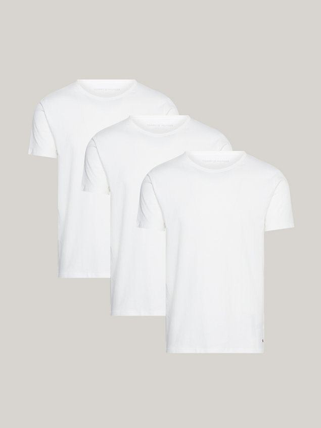 white premium essential set van 3 stretch-t-shirts voor heren - tommy hilfiger
