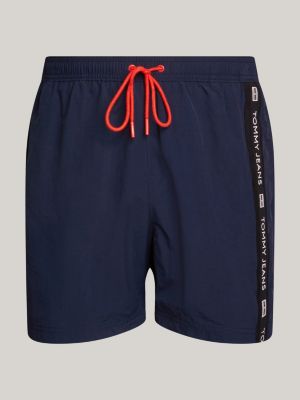 Logo Tape Mid Length Slim Swim Trunks | Blue | Tommy Hilfiger