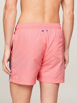 Logo Tape Mid Length Slim Swim Trunks Pink Tommy Hilfiger