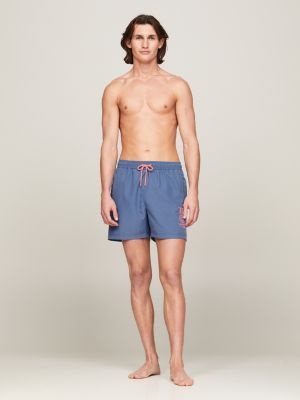 blue slim fit badeshorts mit logo und tunnelzug für herren - tommy jeans
