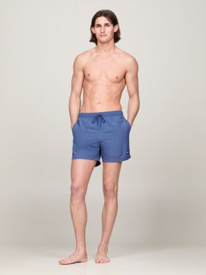 blue heritage mid length crinkle swim shorts for men tommy jeans