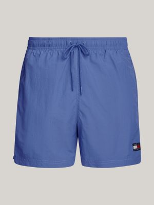 blue heritage mid length crinkle swim shorts for men tommy jeans