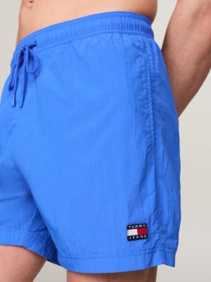 blue heritage mid length crinkle swim shorts for men tommy jeans