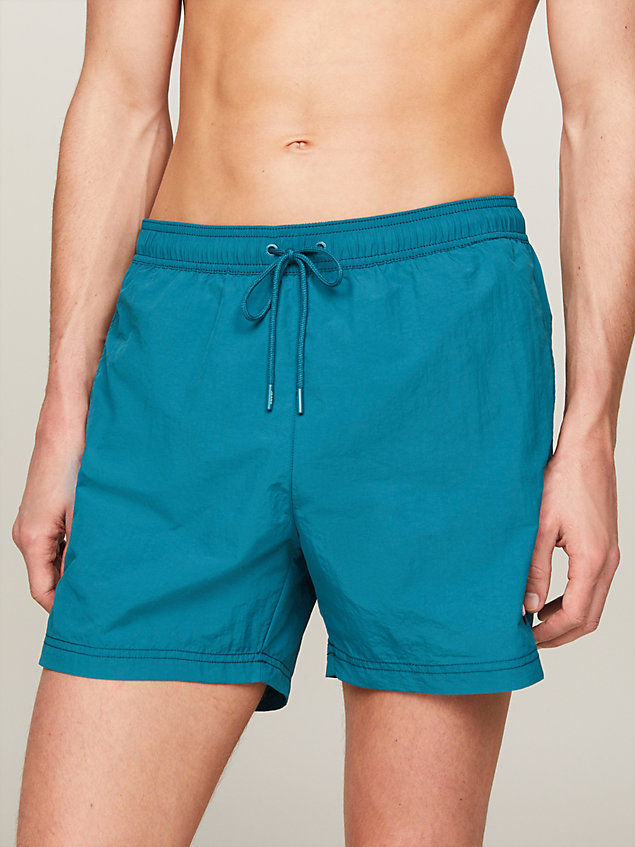 blue heritage mid length crinkle swim shorts for men tommy jeans
