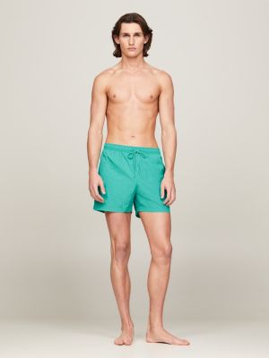 green heritage mid length crinkle swim shorts for men tommy jeans