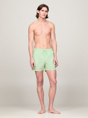 green heritage mid length crinkle swim shorts for men tommy jeans