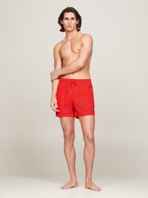 Heritage Crinkle Short Length Slim Swim Shorts Red Tommy Hilfiger