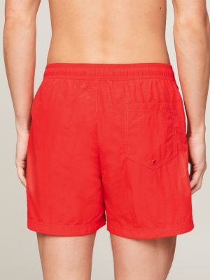Heritage Crinkle Short Length Slim Swim Shorts | Red | Tommy Hilfiger
