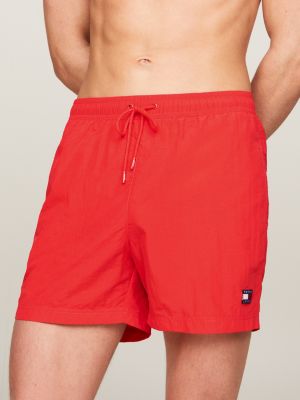 Tommy Hilfiger Men's Tommy Flag 5 Swim Trunks, Created For Macy's In Optic  White Th