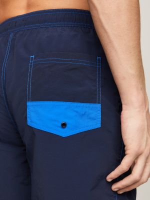 blue contrast mid length slim swim shorts for men tommy jeans