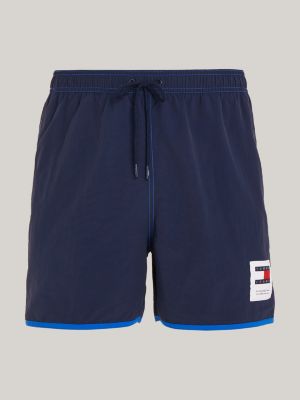 blue contrast mid length slim swim shorts for men tommy jeans