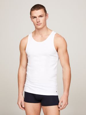white 3er-pack premium essential tanktops mit flag für herren - tommy hilfiger
