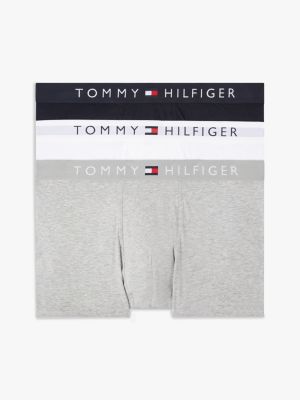 grey original set van 3 boxershorts met logotaille voor heren - tommy hilfiger