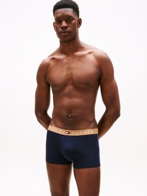blauw original set van 3 boxershorts met logotaille voor heren - tommy hilfiger