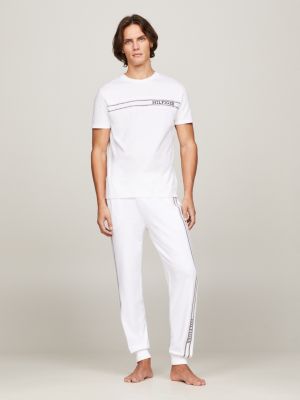 white hilfiger monotype lounge-t-shirt mit logo für herren - tommy hilfiger