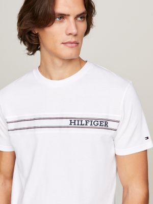 Hilfiger Monotype Logo Stripe Lounge T-Shirt | White | Tommy Hilfiger