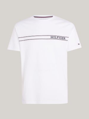 Hilfiger Monotype Logo Stripe Lounge T-Shirt | White | Tommy Hilfiger