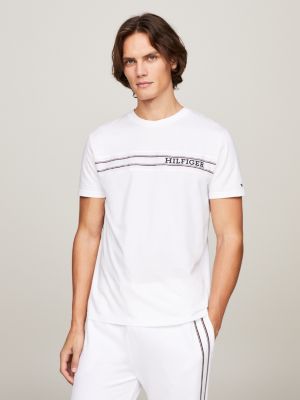 Lounge | Stripe Logo White Monotype Hilfiger T-Shirt | Hilfiger Tommy