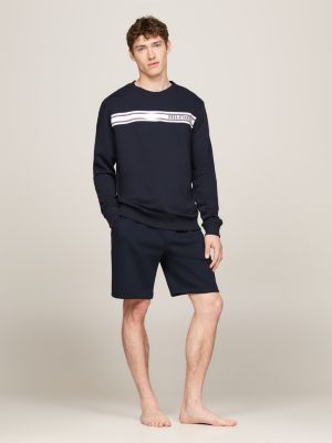 Hilfiger Monotype Stripe Lounge Sweatshirt | Blue | Tommy Hilfiger