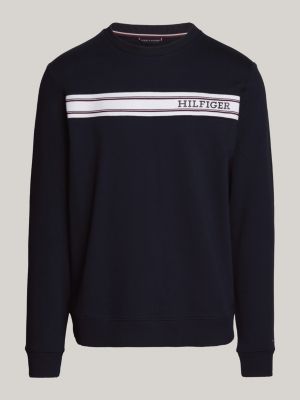Hilfiger Monotype Stripe Lounge Sweatshirt | Blue | Tommy Hilfiger